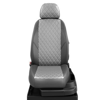 Чехлы на сидения для Audi A6 (С6) 2004-2011 т.серая/с.серая экокожа Ромб Автолидер