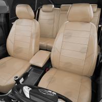 Чехлы на сидения для Audi Q5 (2018-2024) бежевая экокожа Автолидер