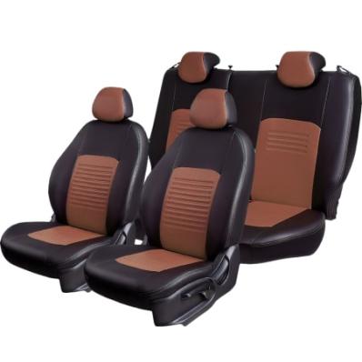 Чехлы на сидения для Fiat Albea (2002-2012) Турин черно-коричевая экокожа Лорд Авто