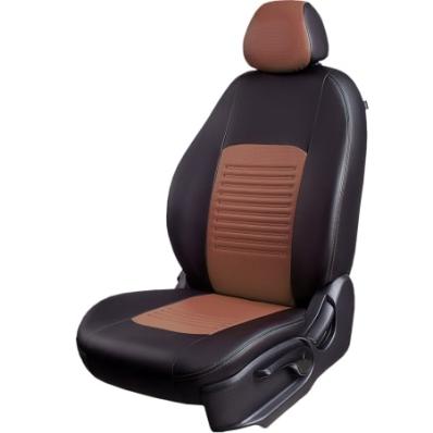 Чехлы на сидения для Fiat Albea (2002-2012) Турин черно-коричевая экокожа Лорд Авто