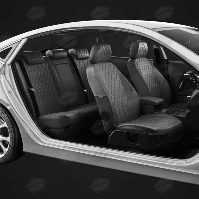 Чехлы на сидения для Ford Mondeo 4 (2007-2014) темно-серая экокожа Ромб Автолидер