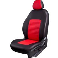 Чехлы на сидения для Hyundai Solaris (2010-2017) Турин черно-красная экокожа Лорд Авто