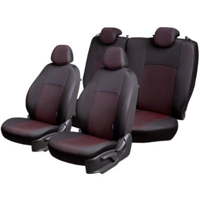 Чехлы на сидения Hyundai Solaris (2017-2024) Дублин черно-красный жаккард Лорд Авто