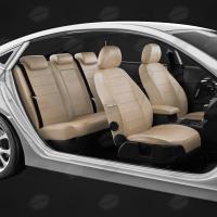Чехлы на сидения для Hyundai Sonata 7 (2017-2020) бежевая экокожа Автолидер
