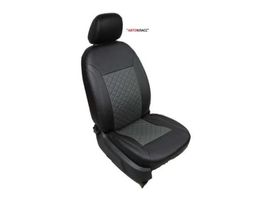 Чехлы на сидения Kia Rio X (2020-2024) экокожа черно-серые Ромб Автокласс