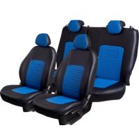 Чехлы на сидения для Lada Vesta (2015-2024) Турин черно-синяя экокожа Лорд Авто