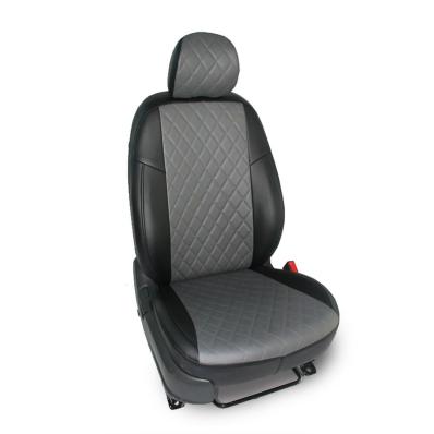 Чехлы на сидения Mazda CX5 (2017-2024) черно-серая экокожа Ромб Seintex