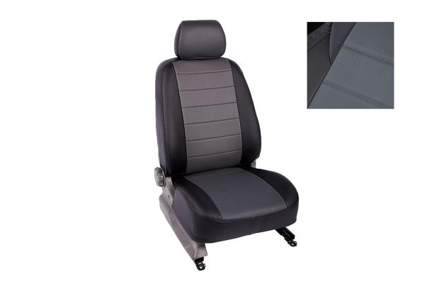 Чехлы на сидения Mazda CX5 (2017-2024) черно-серая экокожа Seintex