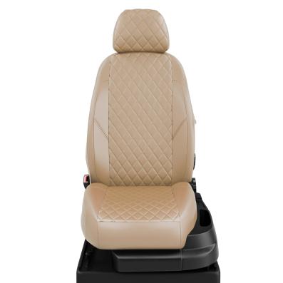 Чехлы на сидения для Nissan Micra (2003-2010) бежевая экокожа Ромб Автолидер
