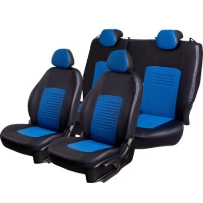 Чехлы на сидения для Renault Logan (2004-2014) Турин черно-синяя экокожа Лорд Авто