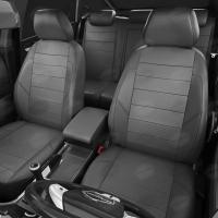 Чехлы на сидения для Renault Logan (2014-2024) темно-серая экокожа Автолидер