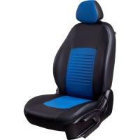 Чехлы на сидения для Renault Logan (2014-2024) Турин черно-синяя экокожа Лорд Авто