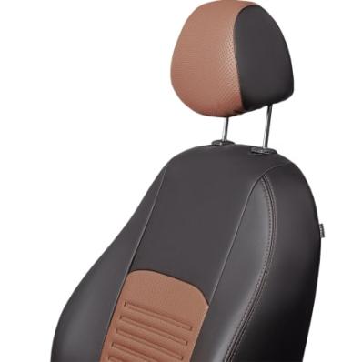 Чехлы на сидения для Renault Logan (2014-2024) Турин черно-коричевая экокожа Лорд Авто