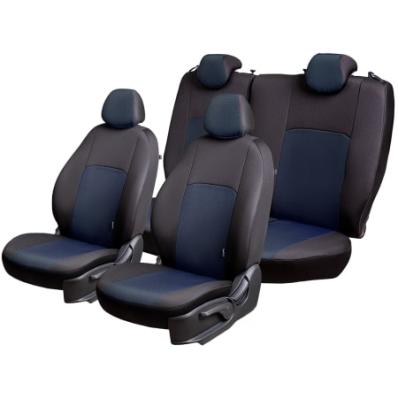 Чехлы на сидения Renault Logan (2014-2024) Дублин черно-синий жаккард Лорд Авто