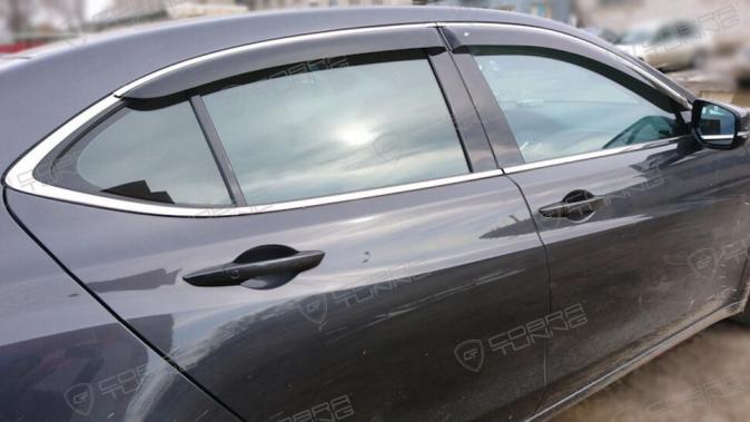 Дефлекторы окон (ветровики) Acura TLX Sd 2015 ХРОМ.МОЛДИНГ (Акура ТЛХ) Кобра Тюнинг