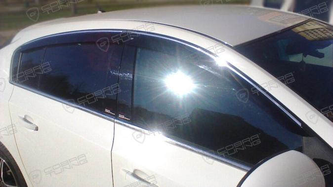 Дефлекторы окон (ветровики) Chevrolet Cruze Hb 5d 2011 ХРОМ.МОЛДИНГ (Шевролет Круз) Кобра Тюнинг