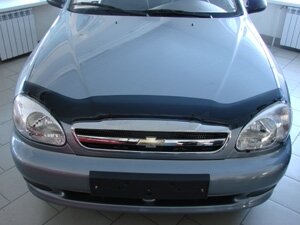 Дефлектор капота (мухобойка) Chevrolet Lanos 1998-2009 (Шевролет Ланос) SIM