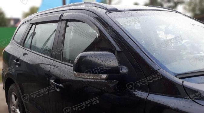 Дефлекторы окон (ветровики) Hyundai Santa Fe II 2006-2012 (Хюндай Санта Фе) Кобра Тюнинг