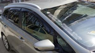 Дефлекторы окон (ветровики) Kia Ceed II Wagon 2012 ХРОМ.МОЛДИНГ (Киа Сид) Кобра Тюнинг