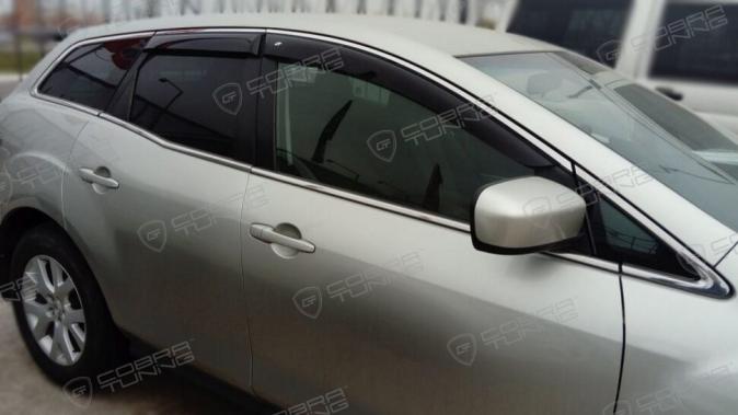Дефлекторы окон (ветровики) Mazda CX7 2006-2012 (Мазда СХ7) Кобра Тюнинг
