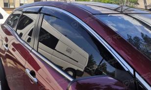 Дефлекторы окон (ветровики) Mazda CX7 2006-2012 ХРОМ.МОЛДИНГ (Мазда СХ7) Кобра Тюнинг