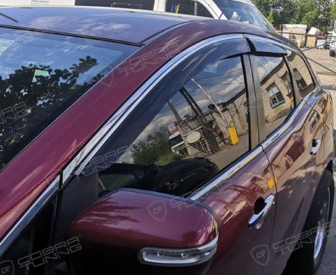 Дефлекторы окон (ветровики) Mazda CX7 2006-2012 ХРОМ.МОЛДИНГ (Мазда СХ7) Кобра Тюнинг