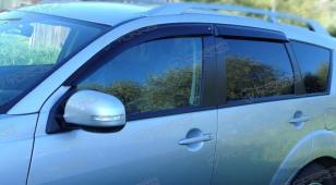 Дефлекторы окон (ветровики) Mitsubishi Outlander II 2007-2012/Peugeot 4007 2007 (Митсубиши Аутлендер) Кобра Тюнинг
