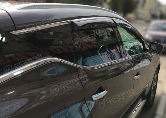 Дефлекторы окон (ветровики) Nissan Murano III (Z52) 2016 ХРОМ.МОЛДИНГ (Ниссан Мурано) Кобра Тюнинг
