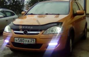 Дефлектор капота (мухобойка) Opel Corsa С c 2000-2007 г.в. (Опель Корса) Вип Тюнинг