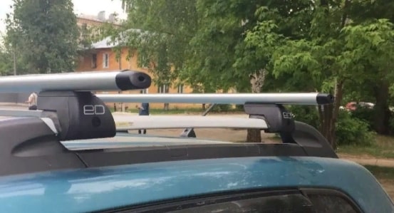 Багажник на крышу для Lada Kalina (2013-2019) на рейлинги (аэродинамические дуги) Евродеталь